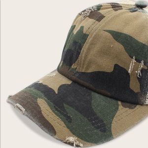 Camo distressed ponytail baseball hat-LAST ONE